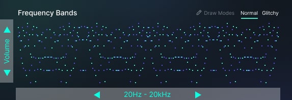 rebound's frequency bands section, volume is the y axis, frequency band is the x axis